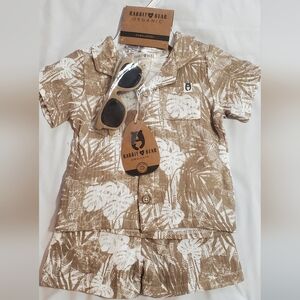 Kids Rabbit BearTropical Shirt and Shorts Set -w/sunglasses. Sz 12 Mths